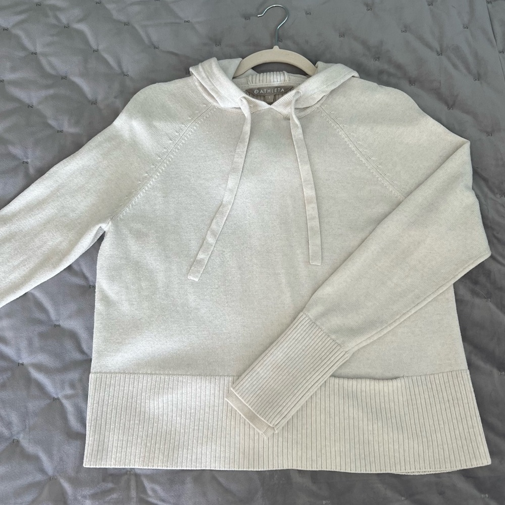 Athleta Neutral Bone Knit Hoodie